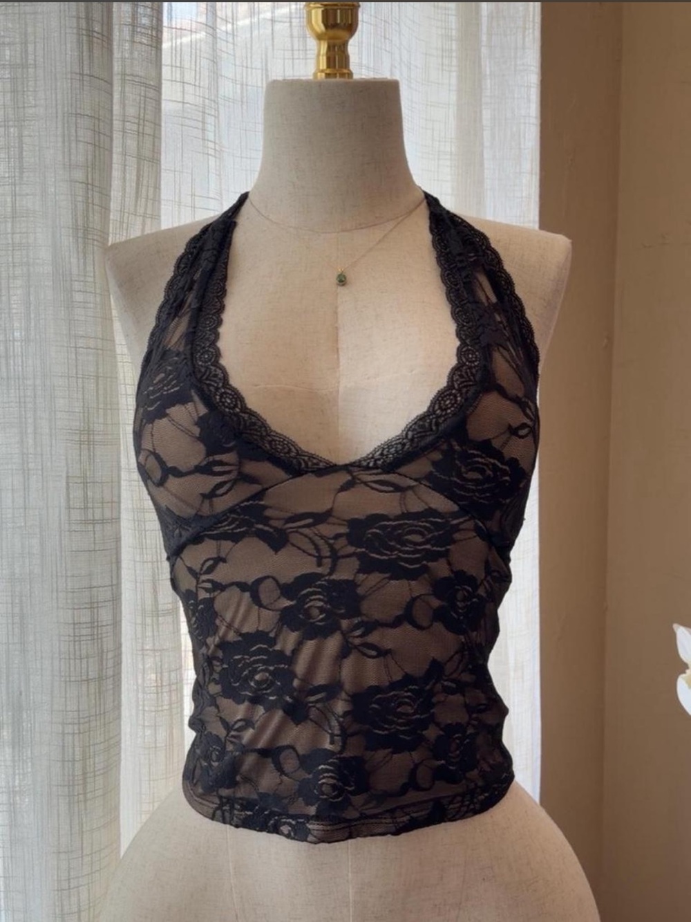 Black Lace Halter Top